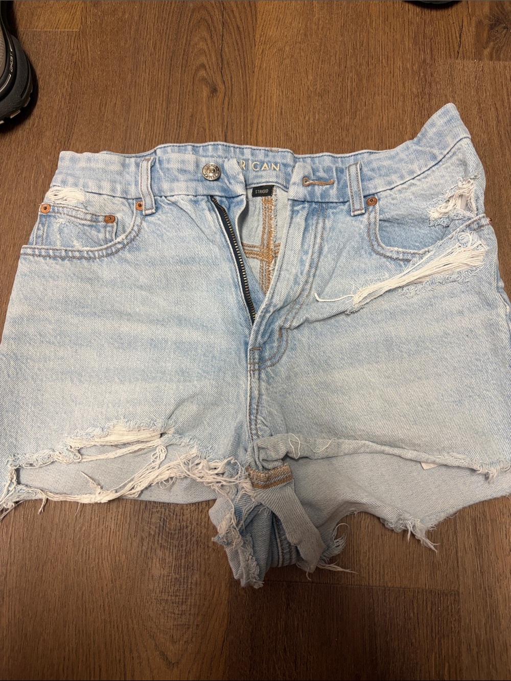 American Eagle Outfitters Light Blue Distressed Denim Cutoff Shorts